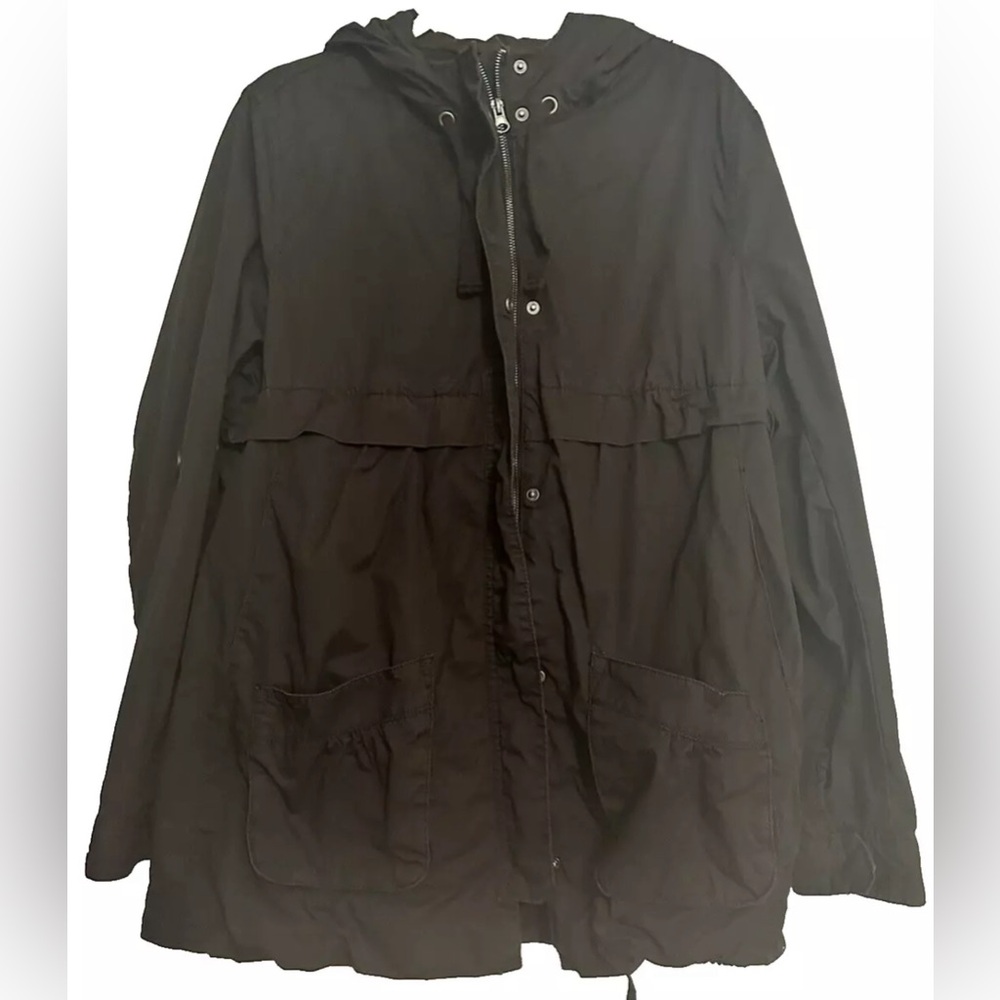 H&M "L.O.G.G. Black Solid Full Zip Long Sleeve Hooded Parka Size US 14
